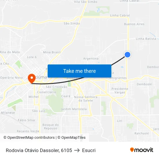 Rodovia Otávio Dassoler, 6105 to Esucri map