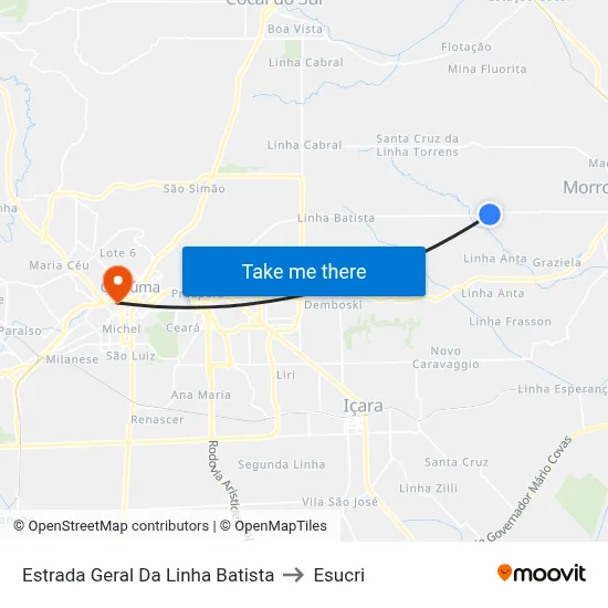 Estrada Geral Da Linha Batista to Esucri map