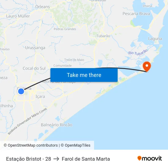 Estação Bristot - 28 to Farol de Santa Marta map