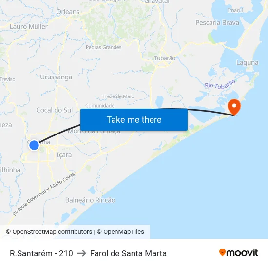 R.Santarém - 210 to Farol de Santa Marta map
