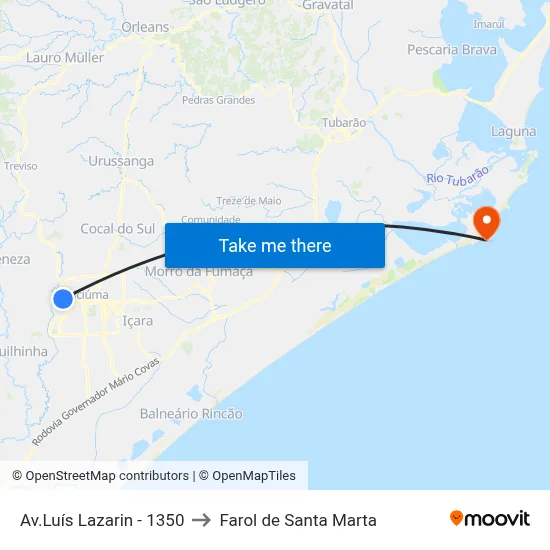 Av.Luís Lazarin - 1350 to Farol de Santa Marta map