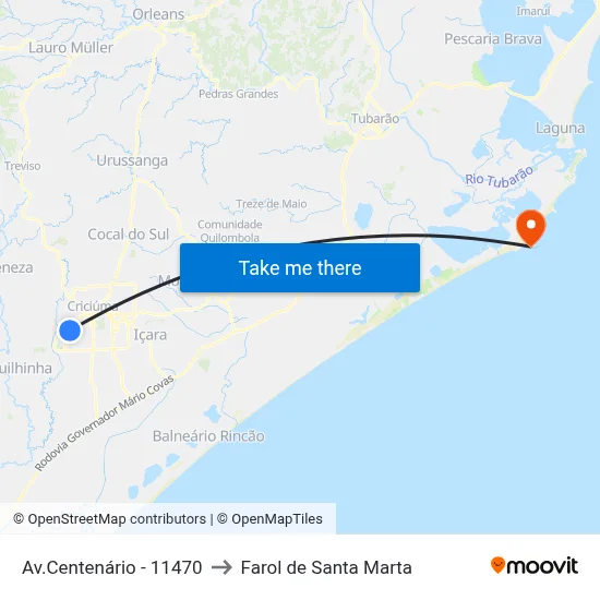 Av.Centenário - 11470 to Farol de Santa Marta map