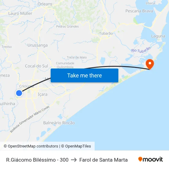 R.Giácomo Biléssimo - 300 to Farol de Santa Marta map