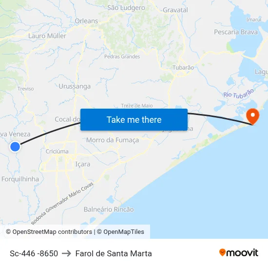 Sc-446 -8650 to Farol de Santa Marta map