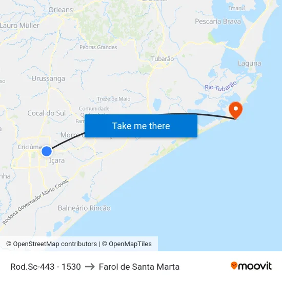 Rod.Sc-443 - 1530 to Farol de Santa Marta map