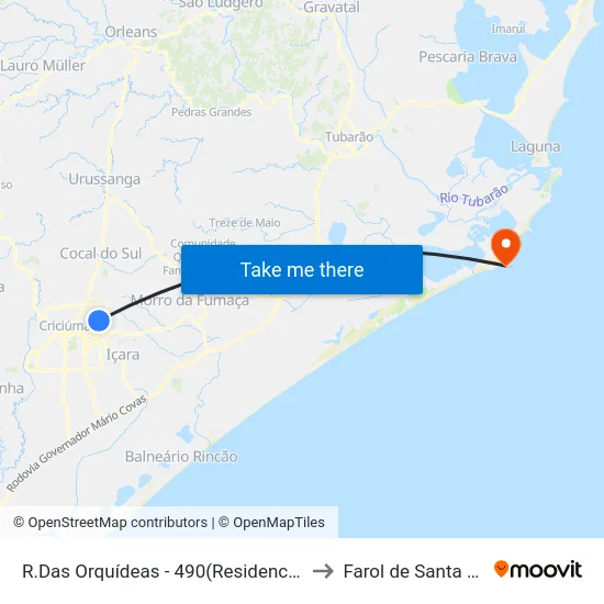 R.Das Orquídeas - 490(Residencial Turim) to Farol de Santa Marta map