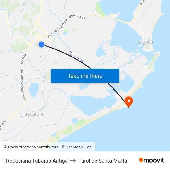 Rodoviária Tubarão Antiga to Farol de Santa Marta map