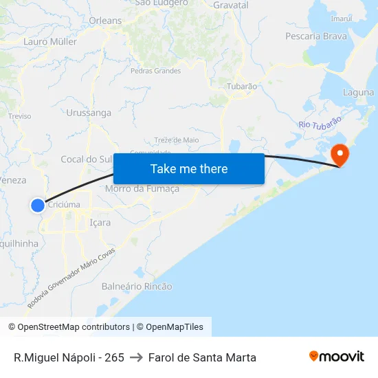 R.Miguel Nápoli - 265 to Farol de Santa Marta map