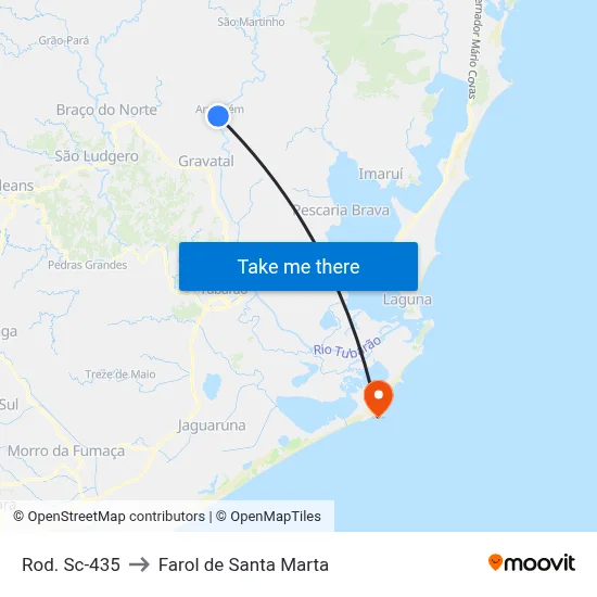 Rod. Sc-435 to Farol de Santa Marta map