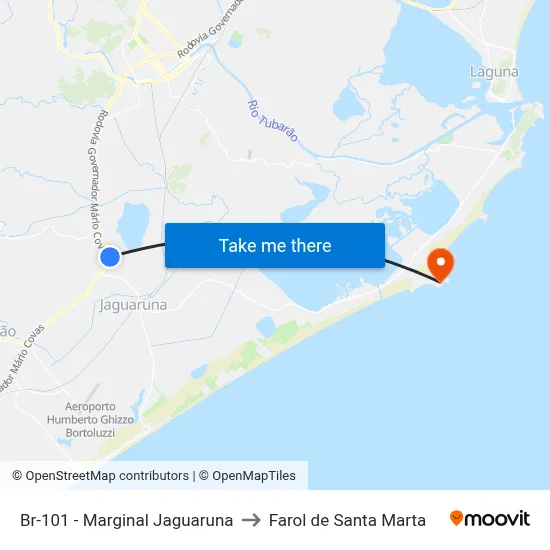Br-101 - Marginal Jaguaruna to Farol de Santa Marta map