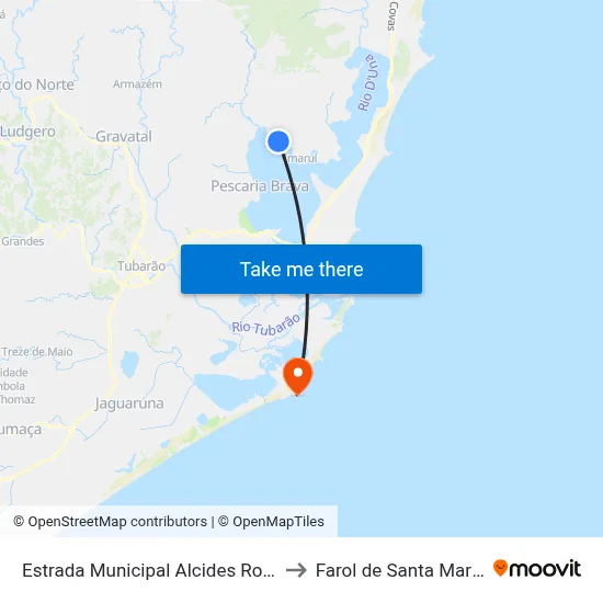 Estrada Municipal Alcides Rosa to Farol de Santa Marta map