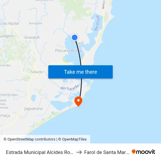 Estrada Municipal Alcides Rosa to Farol de Santa Marta map