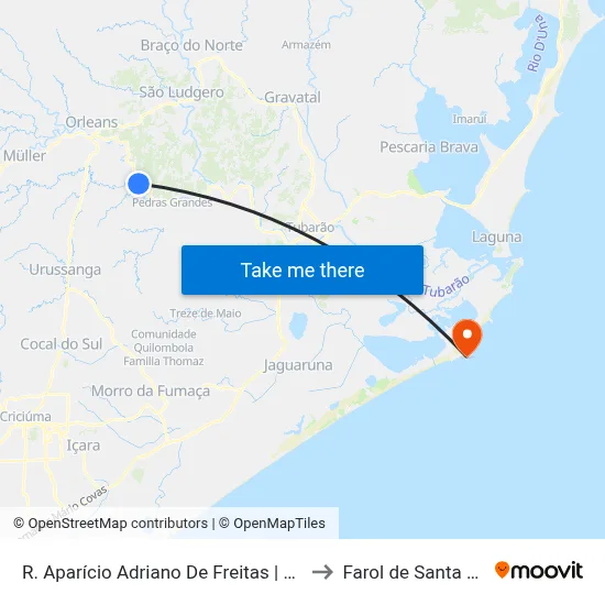 R. Aparício Adriano De Freitas | Pindotiba to Farol de Santa Marta map