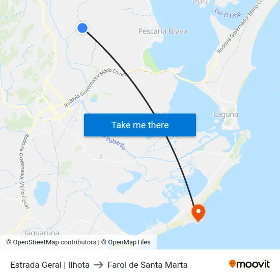 Estrada Geral | Ilhota to Farol de Santa Marta map