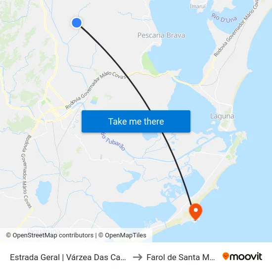 Estrada Geral | Várzea Das Canoas to Farol de Santa Marta map