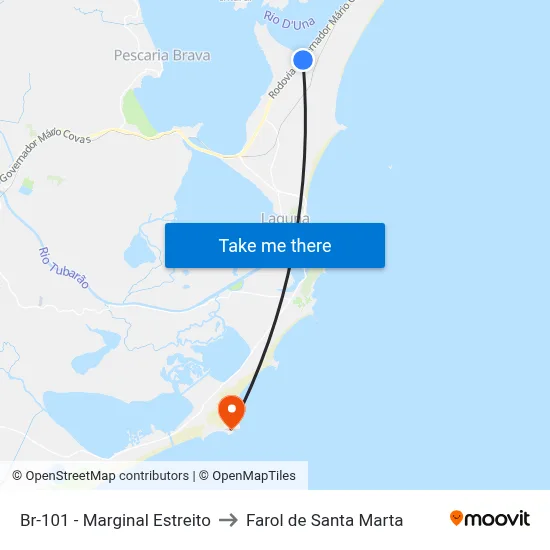 Br-101 - Marginal Estreito to Farol de Santa Marta map
