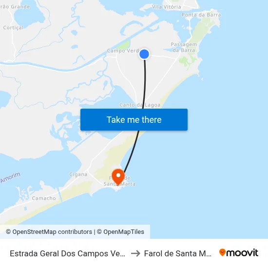 Estrada Geral Dos Campos Verdes to Farol de Santa Marta map