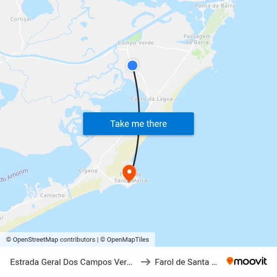 Estrada Geral Dos Campos Verdes, 250 to Farol de Santa Marta map