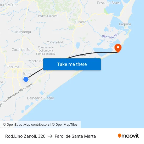 Rod.Lino Zanoli, 320 to Farol de Santa Marta map