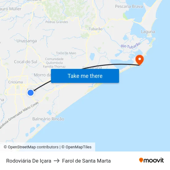 Rodoviária De Içara to Farol de Santa Marta map