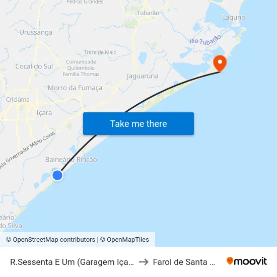 R.Sessenta E Um (Garagem Içarense) to Farol de Santa Marta map