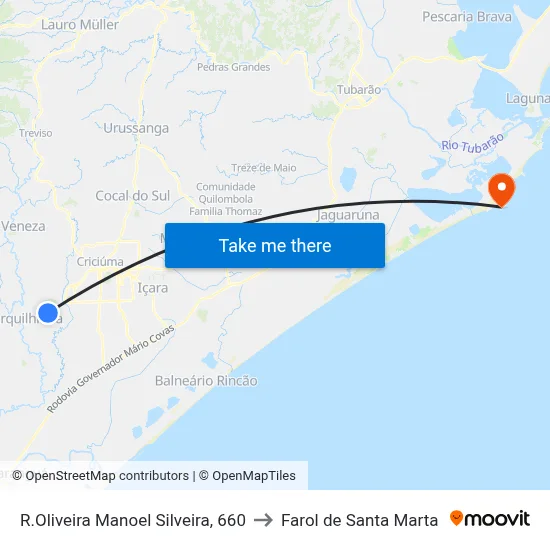 R.Oliveira Manoel Silveira, 660 to Farol de Santa Marta map