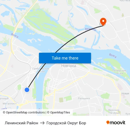 Ленинский Район to Городской Округ Бор map