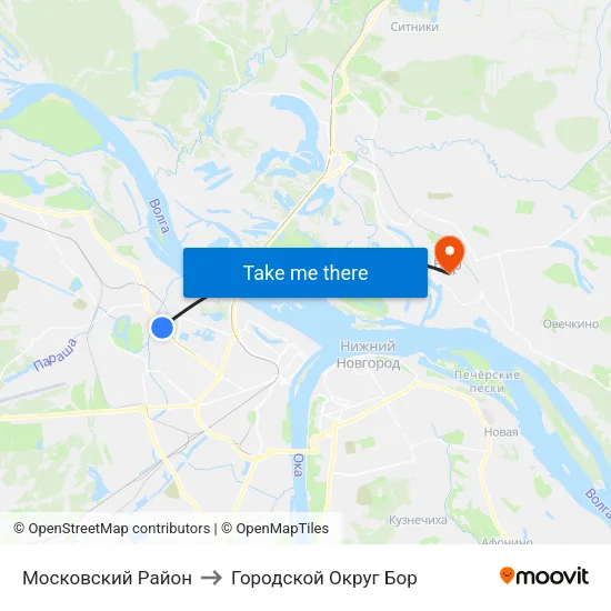 Московский Район to Городской Округ Бор map