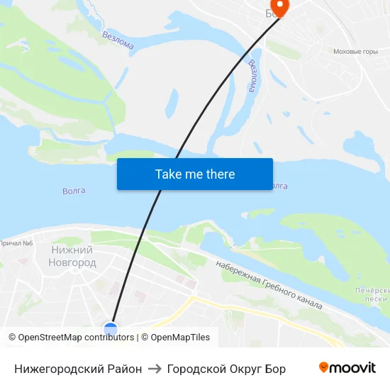 Нижегородский Район to Городской Округ Бор map