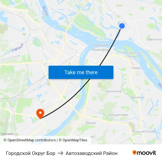 Городской Округ Бор to Автозаводский Район map