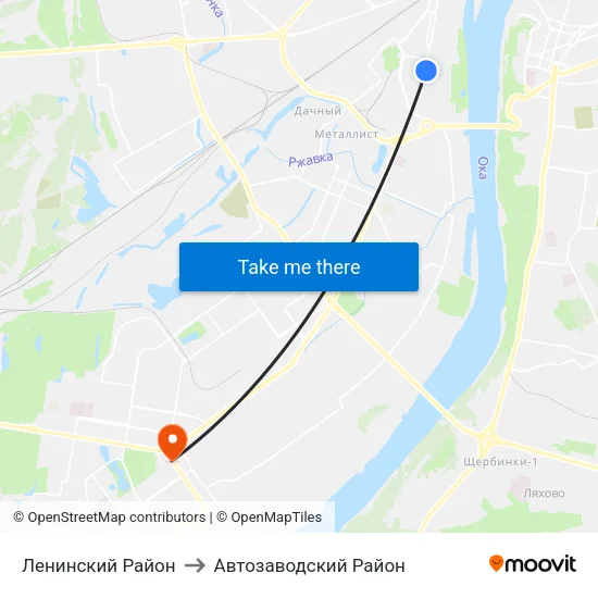 Ленинский Район to Автозаводский Район map