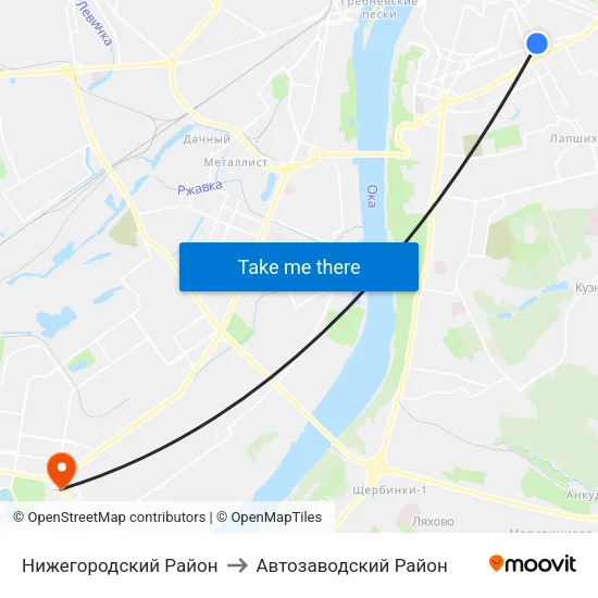 Нижегородский Район to Автозаводский Район map