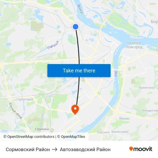 Сормовский Район to Автозаводский Район map