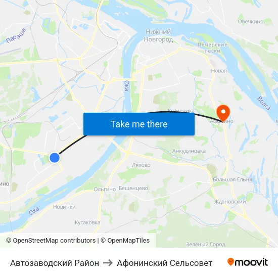 Автозаводский Район to Афонинский Сельсовет map
