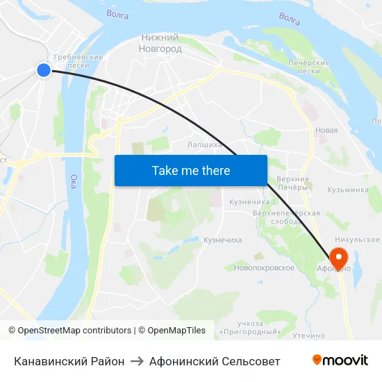 Канавинский Район to Афонинский Сельсовет map