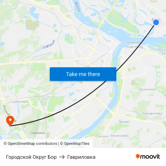 Городской Округ Бор to Гавриловка map