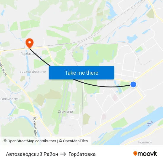 Автозаводский Район to Горбатовка map