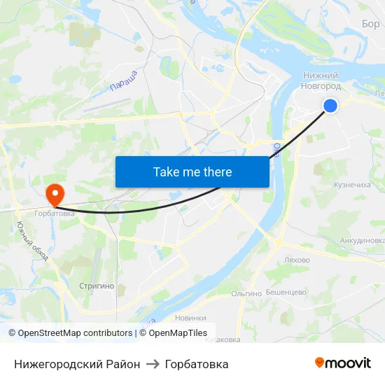 Нижегородский Район to Горбатовка map