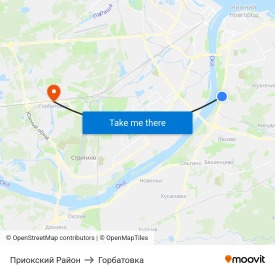 Приокский Район to Горбатовка map