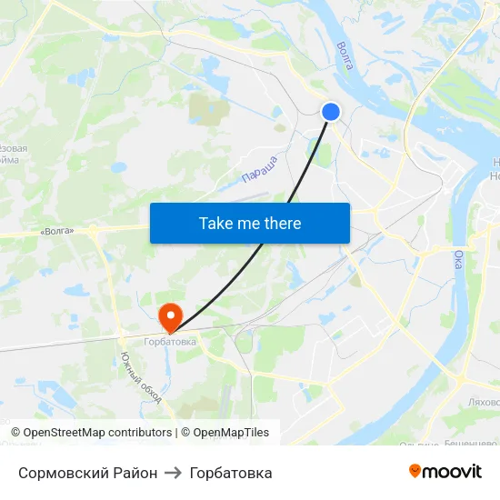 Сормовский Район to Горбатовка map