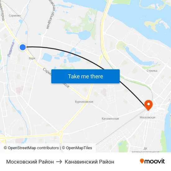 Московский Район to Канавинский Район map