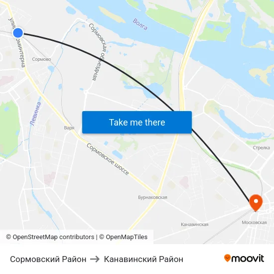 Сормовский Район to Канавинский Район map