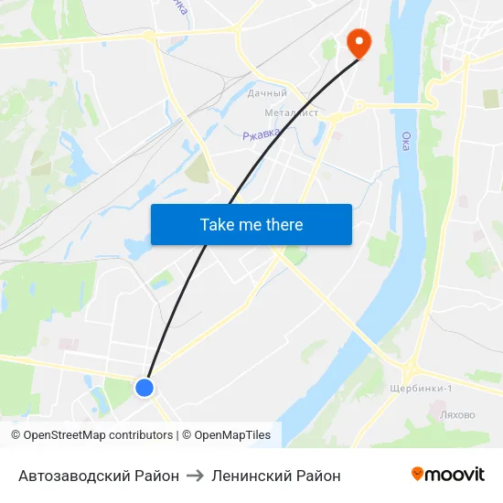 Автозаводский Район to Ленинский Район map