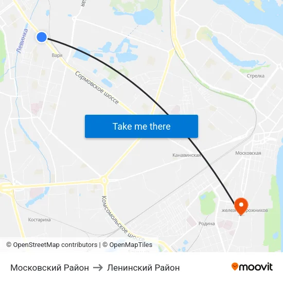 Московский Район to Ленинский Район map