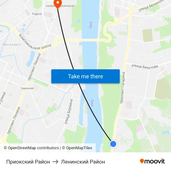 Приокский Район to Ленинский Район map