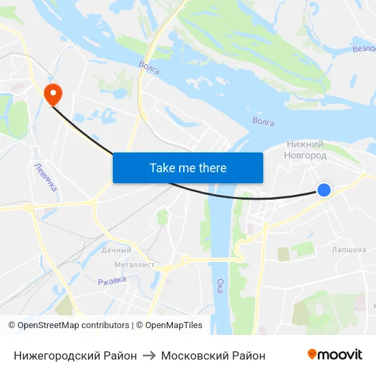 Нижегородский Район to Московский Район map