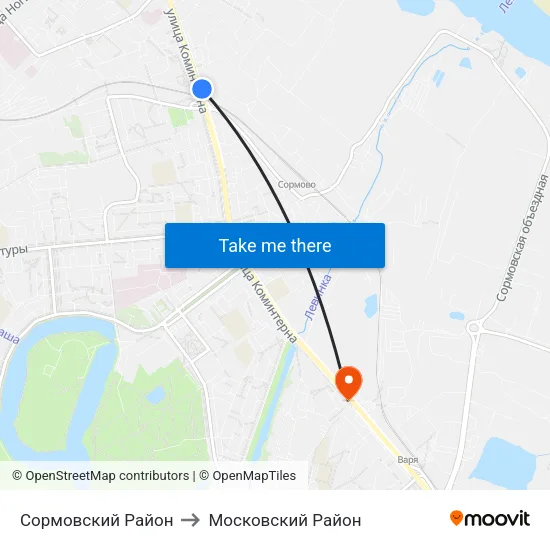 Сормовский Район to Московский Район map