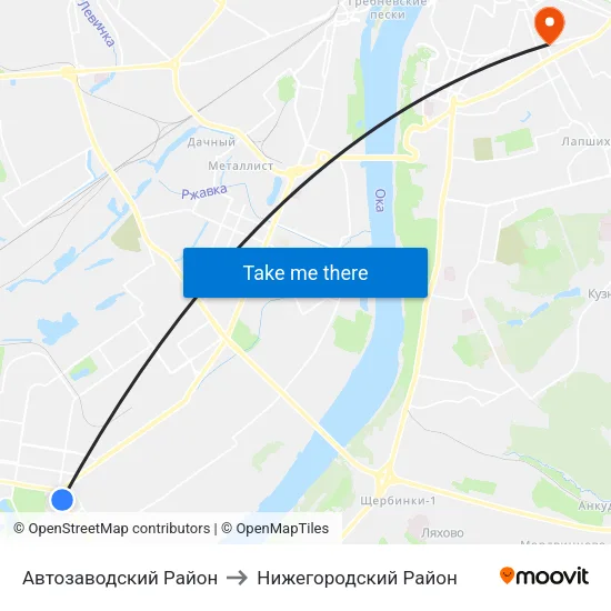 Автозаводский Район to Нижегородский Район map