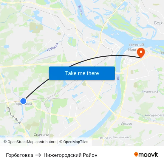 Горбатовка to Нижегородский Район map