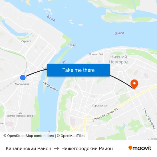 Канавинский Район to Нижегородский Район map